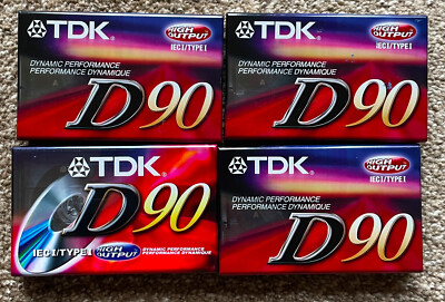 TDK D90 Blank Audio Cassette Tape High Output IEC TYPE I Lot of 4 NEW & SEALED