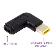 PD Adapter USB Type C to Slim Square DC Tip Power Adapter for Lenovo Laptops