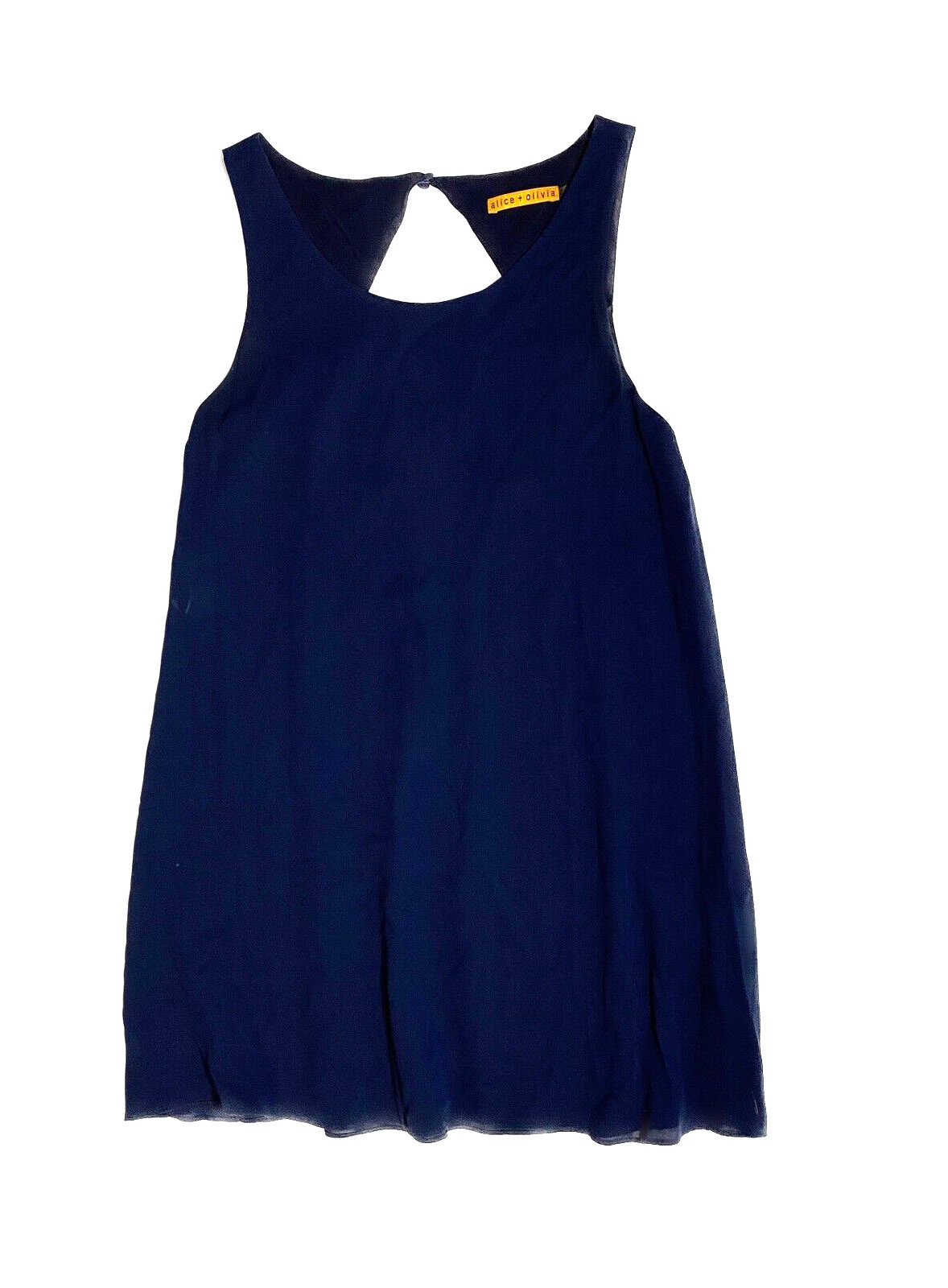 Alice + Olivia Sleeveless Mini Dress Navy Blue Short Size Small Silk Swing Flowy