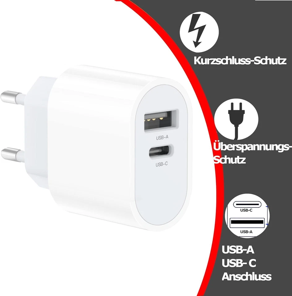 Caricatore Adattatore 2In1 USB 3.1 Tipo C Per Cubot A Presa Elettrica L97 BIANCO - Immagine 2 di 4