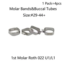4Pcs Dental Orthodontic #29-44+ Bands with Buccal Tube 1st Molar Roth.022 U1/L1