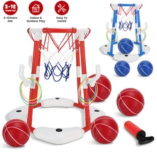 Summer Pool Basketball Hoop with 4 Basketballs Water Toy for Kids Indoor Outdoor