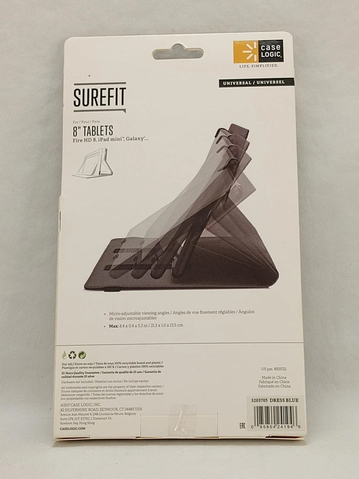 Case Logic SureFit Folio for 8" Tablets - Polyester - Dress Blue - Image 4 of 4