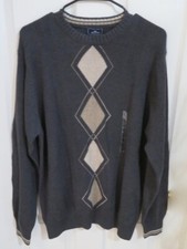 New Men  s Dockers Gray  Khaki Argyle Pullover Sweater Crew Neck Size Large