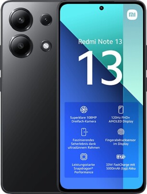 Xiaomi Redmi Note 13 4G Handy 128GB/8GB 6,67 Zoll Schwarz Dual SIM Neu&OVP 