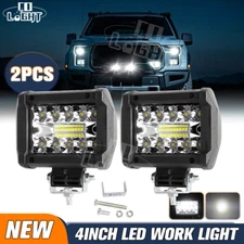 2PCS 4"inch LED Work Light Bar Pods Spot Flood Offroad Driving Fog Lamp SUV 4WD