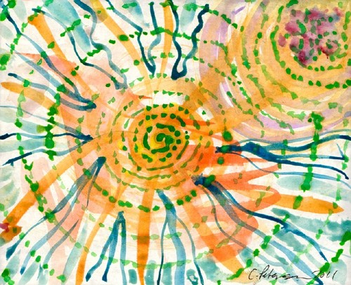 Sun is Out 2011 : Fine ART Watercolor Painting : ABSTRACT : Original : Signed - Picture 7 of 12
