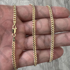 2.5mm REAL 14K Miami Cuban Gold Plated Over Solid 925 Silver Chain ITALY