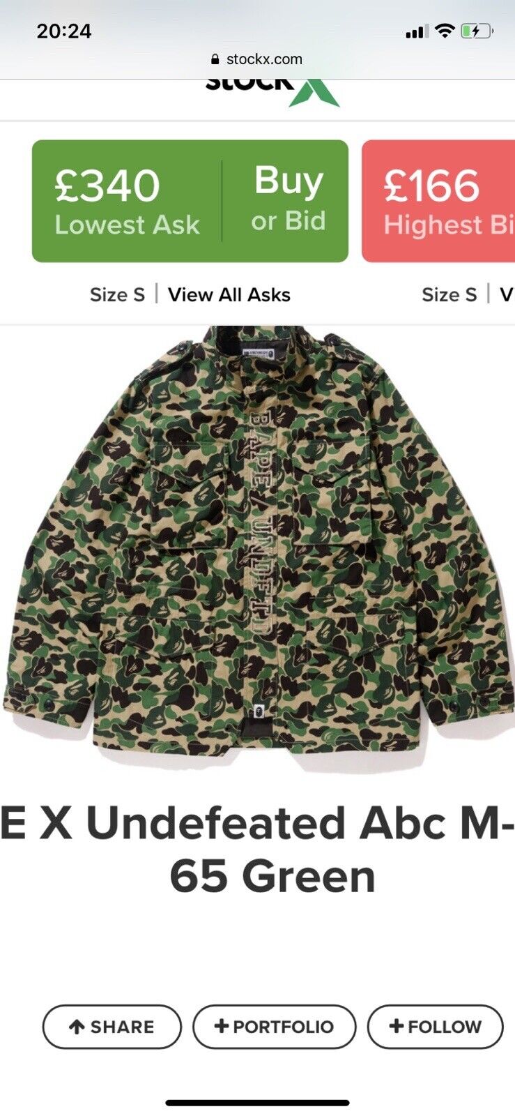 BAPE × undefeated M65 military jacket ABC camo green A Bathing Ape