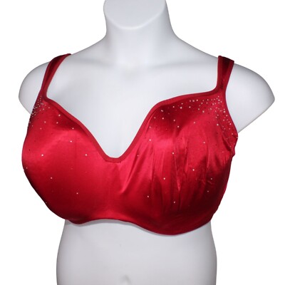 Cacique 44H Red Rhinestone Embellishment Full Coverage, Underwire ...
