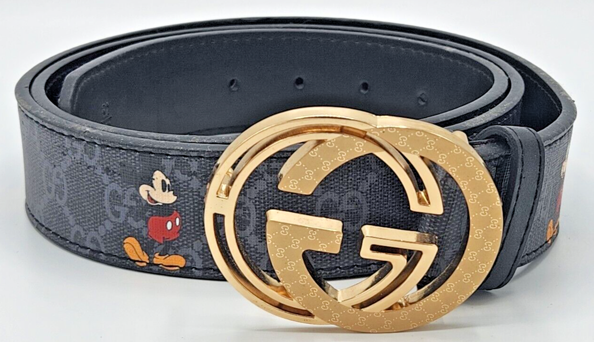 AUTHENTIC Gucci Disney Mickey Mouse Black Leather Belt Made In Italy