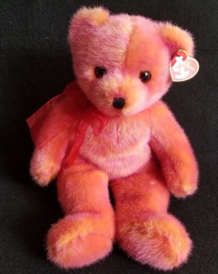 14'' TY Classic Rouge Orange Red Pink Stuffed Teddy Bear Plush 2001 Floppy
