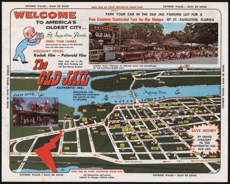 Vintage placemat THE OLD JAIL pictured full color 2 sided St Augustine Florida