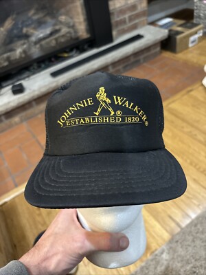 VINTAGE JOHNNIE WALKER Black Foam SNAPBACK HAT Trucker