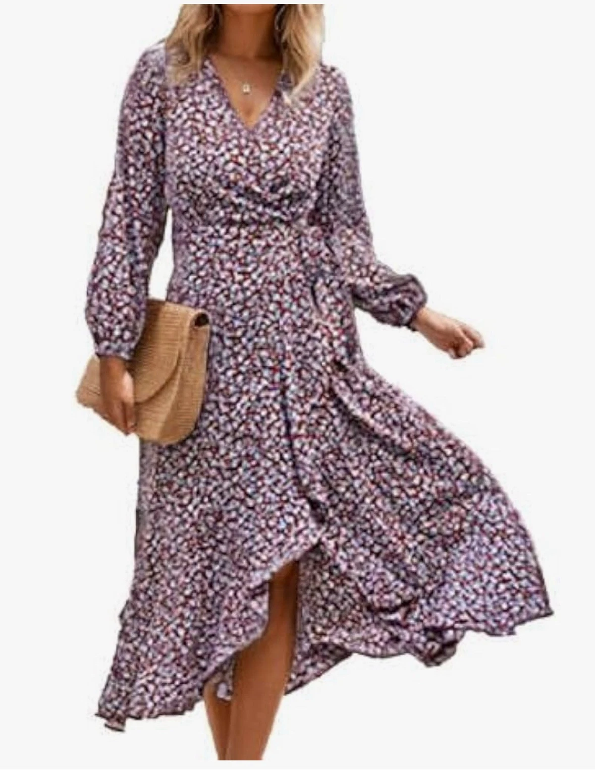 PRETTY GARDEN Robe à volants à manches évêque fleurie XL