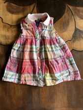 Chaps Designer Girls 2T Plaid Collared Sundress Beautiful Colors