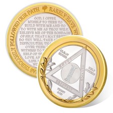 Victory Path 1 Year Sobriety Coin, Affirmation AA Chips, Addiction Recovery O...