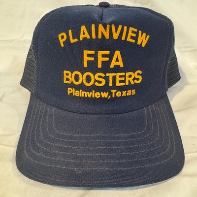 Vintage Plainview Texas FFA Boosters Trucker Hat Navy Yellow Snapback Cap Flaw