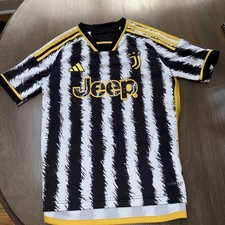 adidas Juventus Soccer Jersey 11-12Y Black White Yellow Jeep Sponsor