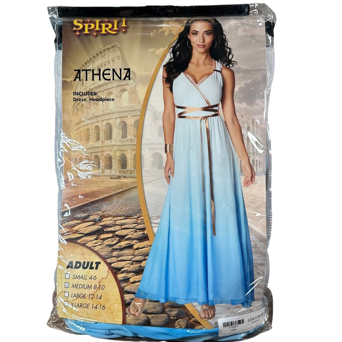 Spirit Halloween Athena Costume Adult Medium 8-10 Blue Greek Goddess Dress  Only | eBay