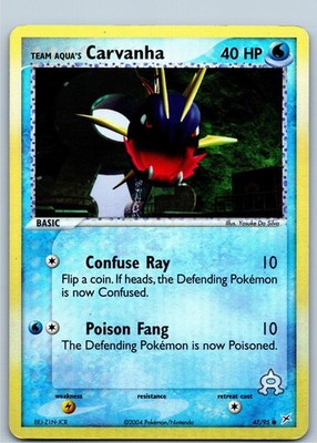 Pokemon Card - Team Aqua's Carvanha Team Magma vs Team Aqua 47/95 Reverse Holo