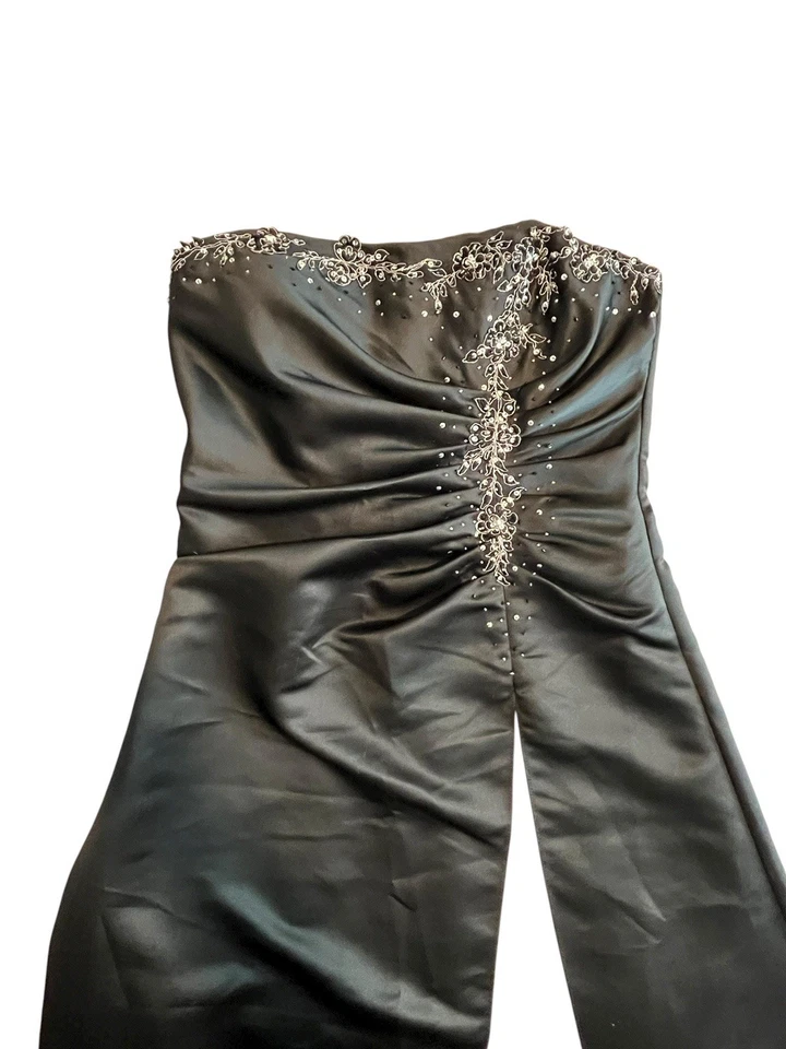 Vestido de graduación Jump Apparel para mujer talla 13/14 negro blanco sin tirantes adornado nuevo con etiquetas Foto 3 de 4