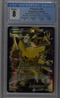 XY124 Pikachu EX Black Star Promo Holo Full Art 2016 Pokémon CGC 8 red and blue