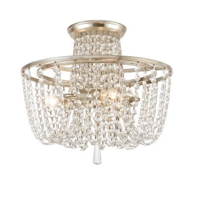Arcadia 3-Light 15'' Ceiling Light in Antique Silver with Clear Hand Cut Crystals