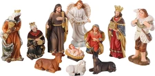 11-Piece Small Nativity Set Resin Figurines Baby Jesus Holy Family Indoor Decor