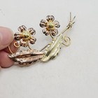 Vintage Van Dell 1/20 12KT Gold Filled Two-Tone Floral Brooch Pin Signed USA — photo 6