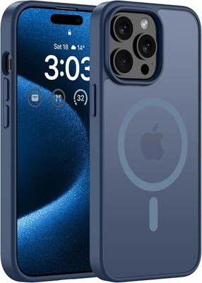 Handyhülle MagSafe Durchscheinend Matt Dunkelblau Stoßfest für Smartphone