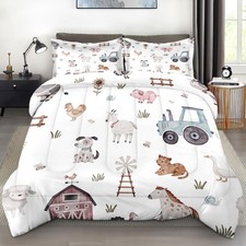Comforter Set Full Size, Farm Animal 3 Pcs Soft Bedding for Kids and Adults, ...