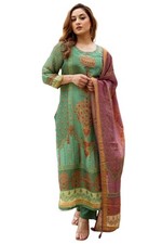 Women's Rayon Viscose Straight Printed Kurta with Pant  Dupatta