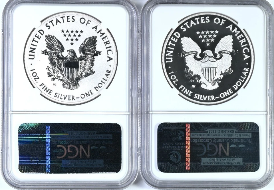 2013 West Point Silver Eagle 2pc Set SP70 Enhanced & Reverse PF70 Early Release - Image 2 of 2