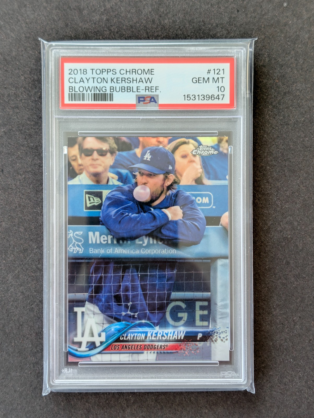2018 Topps Chrome - Image Variation Clayton Kershaw #121 In Dugout PSA 10 view 3