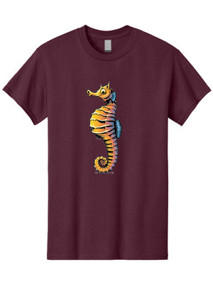 Seahorse Mens Graphic Tee, 100% Cotton, Casual Summer Wear