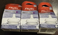 Playtex Baby Breastlike Shape Silicone Bottle Nipples 3M 2 in Ea Pack Lot OF 3