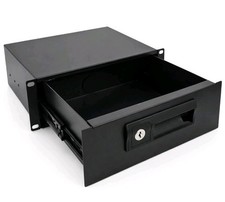 2 HE 10" Rackmontage Schublade abschließbar Serverschrank Aufbewahrungsfach + Schlüssel schwarz UK