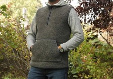 Perfect Wool Weste Wolle Damen Herren Merino Wolle mit Kragen und Taschen, Grau