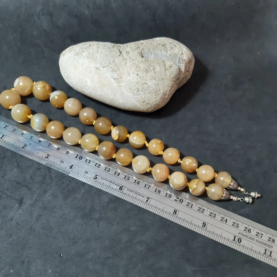 Collana Vintage in pietra naturale (Calcite Gialla Burrattata). Cofanetto con Ag - Immagine 2 di 4