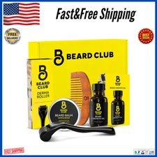 The Beard Club Beard Growth Kit - Derma Roller Beard Growth Oil Sandalwood Be...