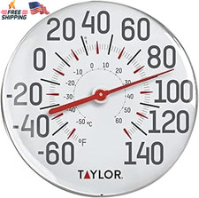 Taylor Metal Wall Indoor Outdoor Thermometer, Wireless Thermometer with Easy to 