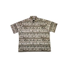 Pierre Cardin VINTAGE Hawaiian Shirt Mens XXL Beige Floral Casual Short Sleeve