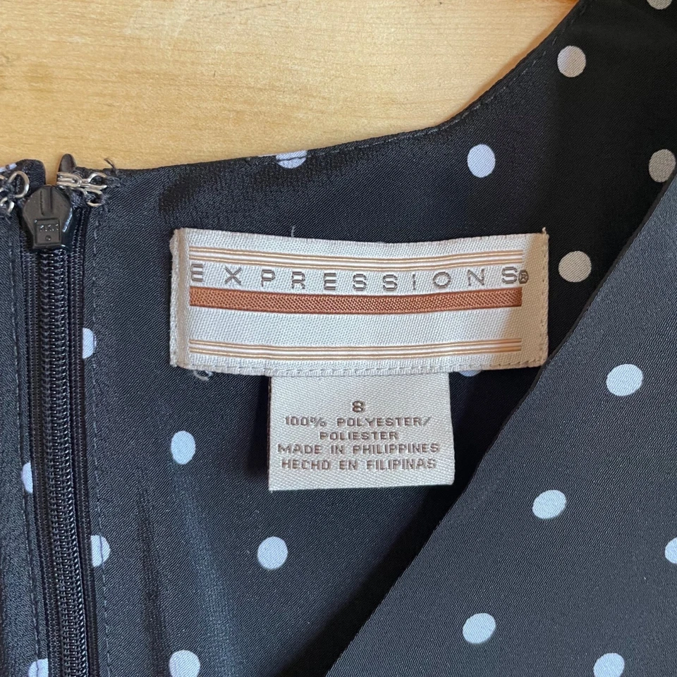 Maxi Vestido De Colección Y2K Lunares Coqueta Retro Negro Blanco Talla 8 Bruja Oscuro Francés Foto 2 de 4