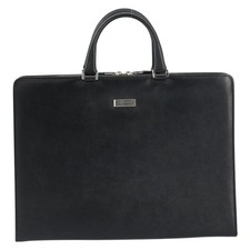 Burberry Vintage Check Coated Canvas Black Leather Briefcase Bag