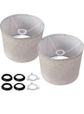 Beige Linen Lampshade Set of 2 11    Diameter x 8.85    Height Fabric Drum Lamp...