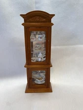 Dollhouse Miniature China Cabinet Reutter Porcelain 1:12 W/Reutter Rose China
