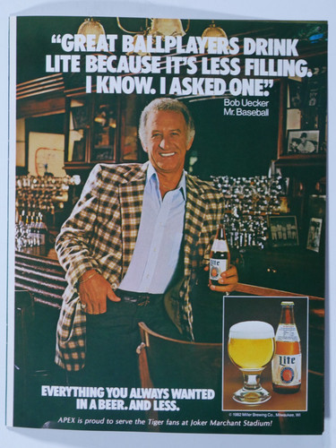 Bob Uecker Milwaukee Brewers Miller Lite Vintage 1985 Regional Original Print Ad