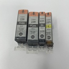 Canon PGI-220BK With CLI-221 Black Ink Cartridge Lot Of 4 Genuine New No Box