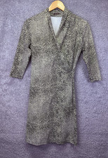 J. Mclaughlin XS Panama Faux Wrap Dress Tan Black V Neck Catalina Cloth Bodycon